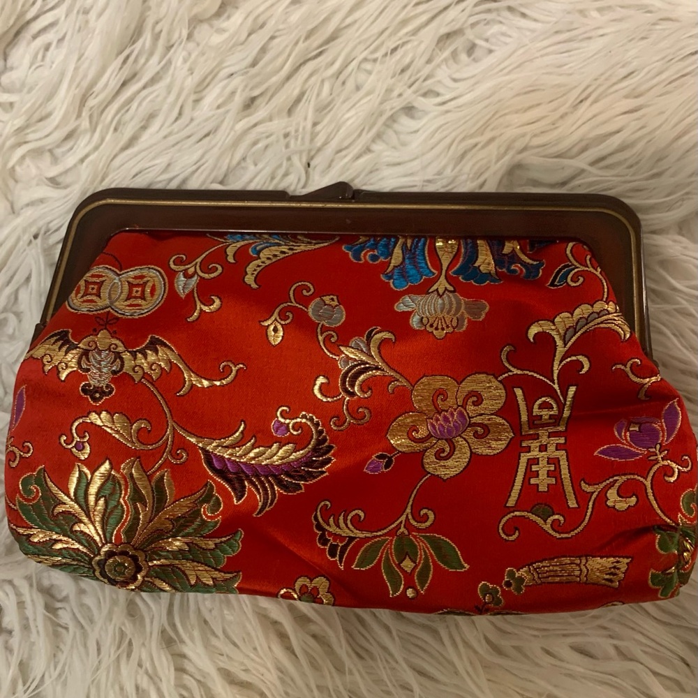 Elegant Red Floral Clutch vintage Chinese brocade - Picture 2 of 7